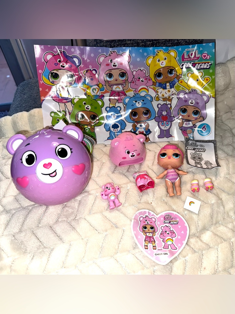 L.O.L. Surprise! Loves Care Bears Tots collection, Cheer Gal & all accessories